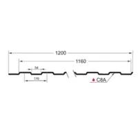 Профнастил С-8(Тип), 0.35 мм (Эконом), Полиэстер, RAL ** 1.185 * м2
