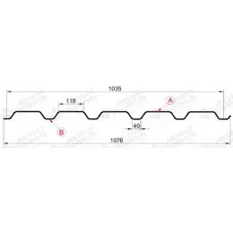 Профнастил "Металлпрофиль" МП-35(Тип), 0.7 мм, PE, RAL ** 1,076 * м2
