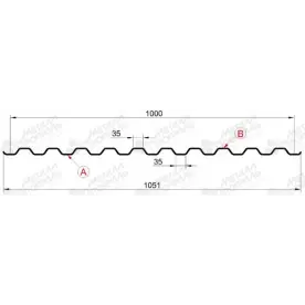 Профнастил "Металлпрофиль" С-21(Тип), 0.7 мм, PE, RAL ** 1.051 * м2