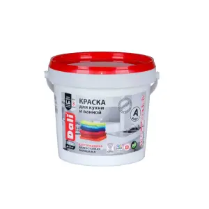 Краска ВД для кухни и ванной акриловая латексная супербелая DALI 0,9л ( Т-ра перевозки не ниже +5град)