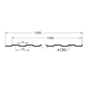 Профнастил С-8(Тип), 0.45 мм, Драп ТХ, RAL ** 1.2 * м2