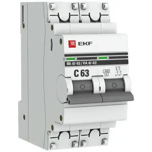 Выключатель автоматический 2п BA47-63 63A 4.5kA х-ка С PROxima ЕКF mcb4763-2-63C-pro