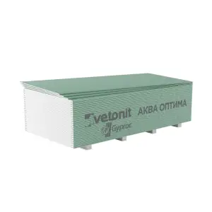 Гипсокартон ГКЛВ Vetonit (Gyproc) Аква Оптима ГСП-H3-УК влагостойкий 3000*1200*12,5 мм
