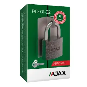 Замок навесной Ajax (Аякс) PD-01-32 3 англ. ключа