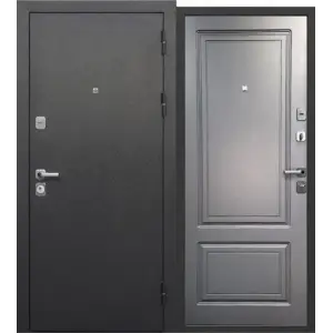 Дверь мет. FERRONI Толстяк 860х2050 "Л" Букле Черный/Ясень графит светлый (серый) эмаль