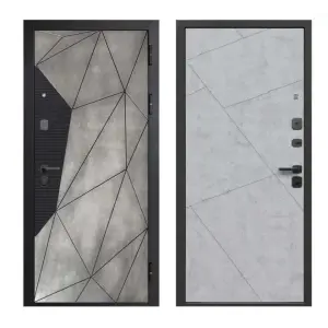 Дверь мет. FERRONI Геометрия 860х2050 "Пр" сатин черный, бетон лофт грей/бетон снежный