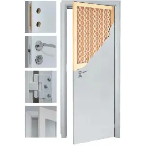 Дверь OLOVI Финка белая крашенная с четвертью, глухая М7 (645х2050, коробка лам 2,5шт, замок ШЛОСС 2014, петли FT-65)