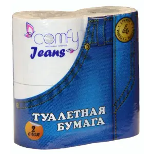 Бумага туалетная Comfy Jeans двухслойная 4 рулона