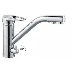 Смеситель HAIBA HB4304 для кухни однорычажный, поворотный излив, встроенный фильтр для питьевой воды, на шпильке, хром