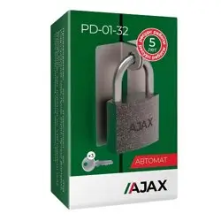 Замок навесной Ajax (Аякс) PD-01-32 3 англ. ключа