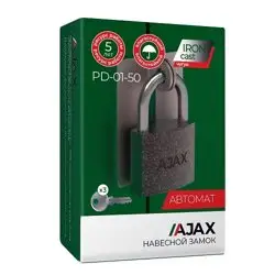 Замок навесной Ajax (Аякс) PD-01-50 3 англ. ключа(42237)
