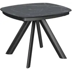 Стол Сохо-1С 100х90 (+32), цвет Чёрный/МДФ+PVC Чёрный/Black marble)+нога №110Е чёрный
