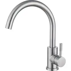 Смеситель HAIBA HB72304-3 для кухни однорычажный, высокий поворотный излив, на гайке, нержавеющая сталь