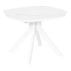 Стол Сохо-1С 100х90 (+32), цвет (царга Белый/МДФ+PVC Белый/Whte marble) + нога №111Q белый