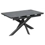 Стол Итали-1С 140х85 (+30+30) (царга Черный/МДФ+PVC Черный/Black marble) + Нога №115Е(черный)