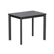 Стол Римини-мини 90х65 (+40), (цвет Чёрный/МДФ+PVC Чёрный/Black marble) + нога №9 (чёрный)