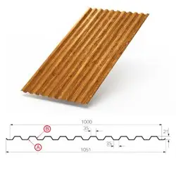 Профнастил "Металлпрофиль" С-21(Тип), 0.5 мм Ecosteel Textur ** 1.051 * м2