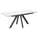 Стол Киото-1С 140х85 (+40) (царга Чёрный/МДФ+PVC Чёрный/White marble) + Нога №100Е (черный)